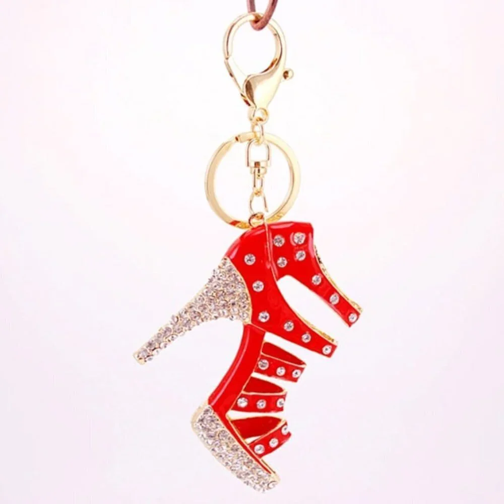 High Heel Shape Design Rhinestone Key Chain
